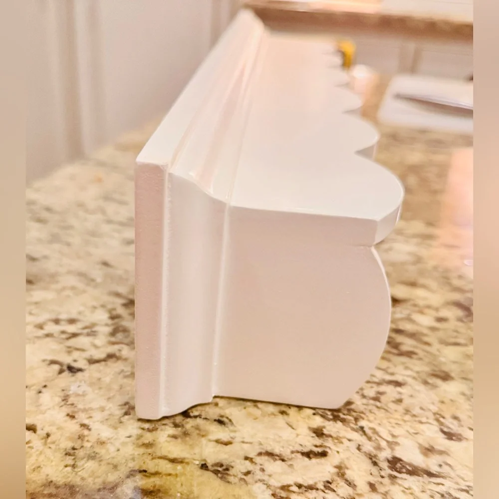 SHABBY CHIC White Wooden Scalloped Floating Shelf - 18” Long